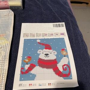 Festive Polar Bear Latch Hook Pillow Cover